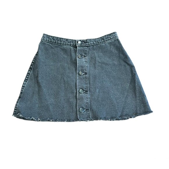 vintage of American apparel button up washed grey black denim mini skirt - Picture 4 of 5